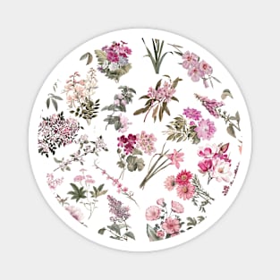 Vintage Pink Flowers Magnet